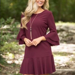 FINAL PRICE!! Ces Femme Burgundy Ruffle dress